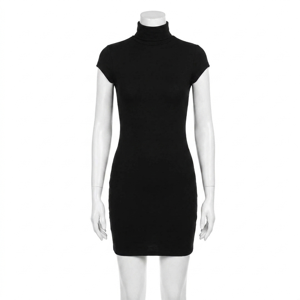 NEW SUSANA MONACO mock neck open back mini dress in black